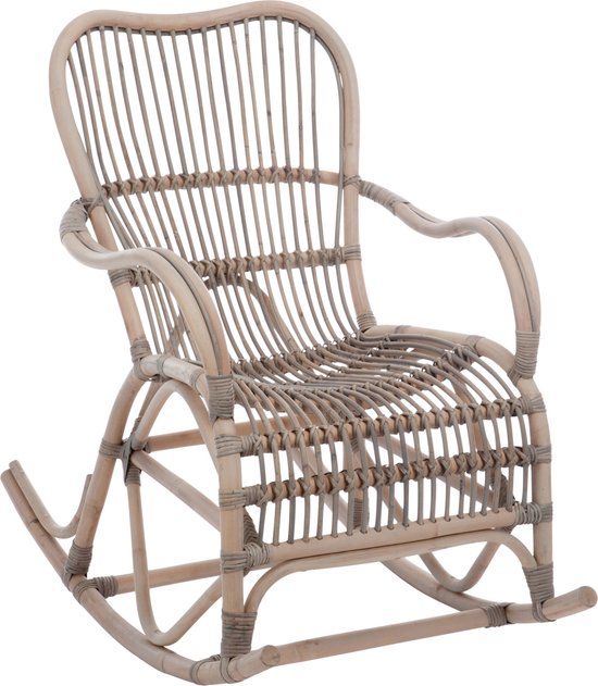 J-Line schommelstoel - rotan - grijs