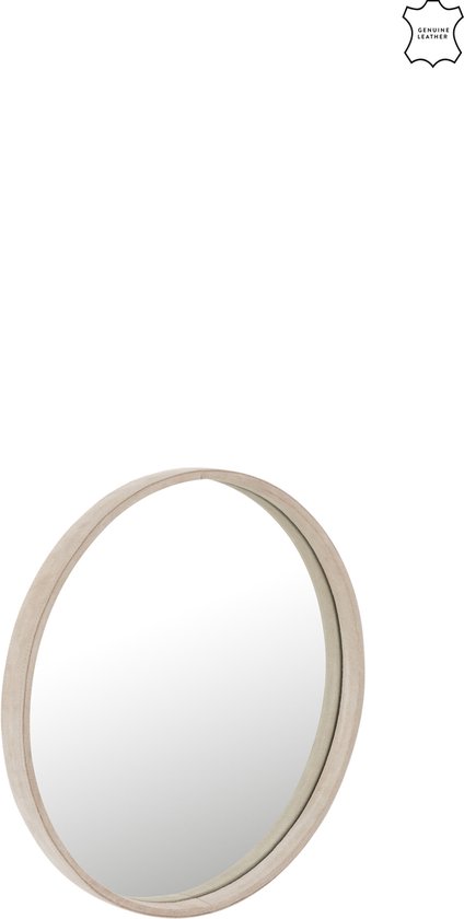 J-line spiegel Rond - leder - beige - small
