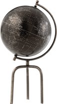 J-Line wereldbol Tripod - ijzer/kunststof - zilver/zwart - large