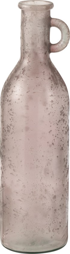 J-Line vaas Fles Cylinder - glas - oud roze - 50.00 cm hoog