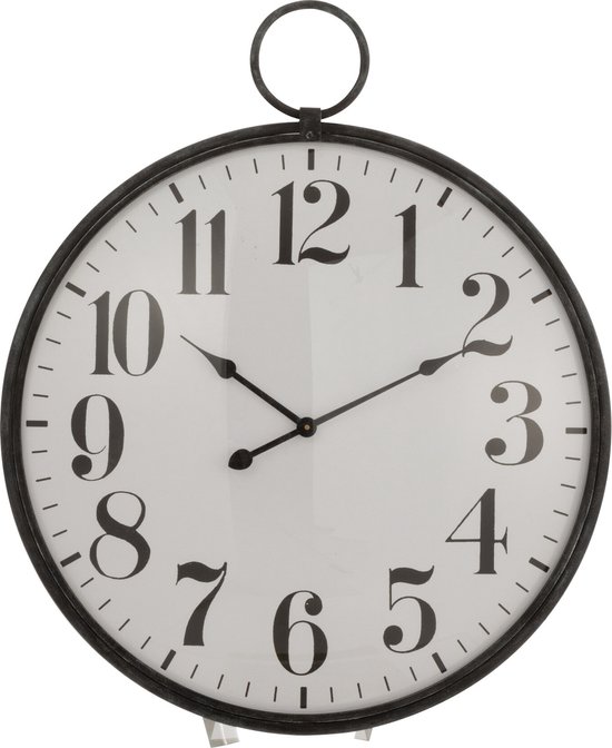 J-line horloge - métal et verre - noir - Ø 13 cm