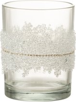 J-Line theelichthouder Suiker Midden Diamanten Lijn - glas - large - 2 stuks