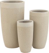J-Line Set De 3 Vases Rond Haute Argile Beige