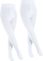 FALKE Family 2-Pack dun eenkleurig katoen multipack panty kinderen wit - maat 80-92