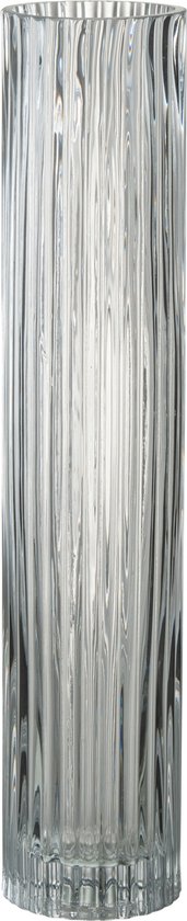 J-Line vaas Cylinder Lijnen - glas - transparant - large