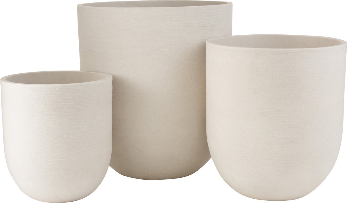 J-Line bloempot Rond Hoog - keramiek - wit - 3 stuks - Ø 58.5 cm