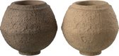 J-Line Cachepot Ceramique Taupe/Marron Medium Assortiment De 2