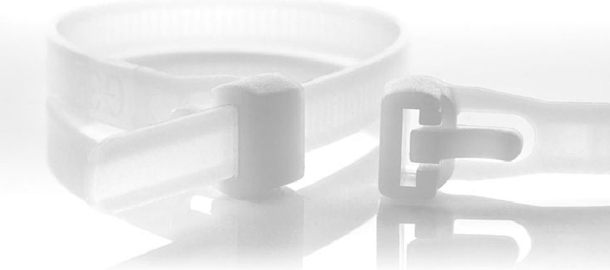 Hersluitbare Kabelbinders - 150 x 7,6mm - Trekkracht tot 22,2kg - 100 stuks - Transparant