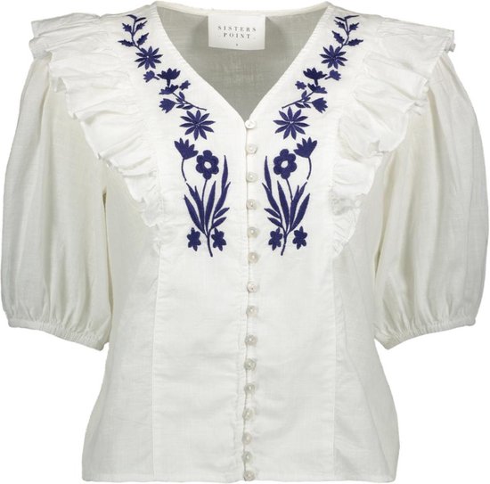 SisterS point Blouse Upa Sh 17331 White/blue Dames Maat - M