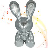 Konijn (Zilver) met Diamant Steentjes Pluche Knuffel 38 cm {Rabbit Bunny Diamond Plush Toy | Speelgoed Knuffeldier voor kinderen volwassen | Interieur Tip | Dier Haas Konijntje Zittend}