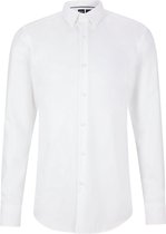 BOSS Hank-s slim fit overhemd - structuur - wit - Strijkvriendelijk - Boordmaat: 46