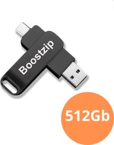 Clé USB 512 Go - USB C et USB A 3.0 - 100/50 Mo/s adaptée pour IPhone 15