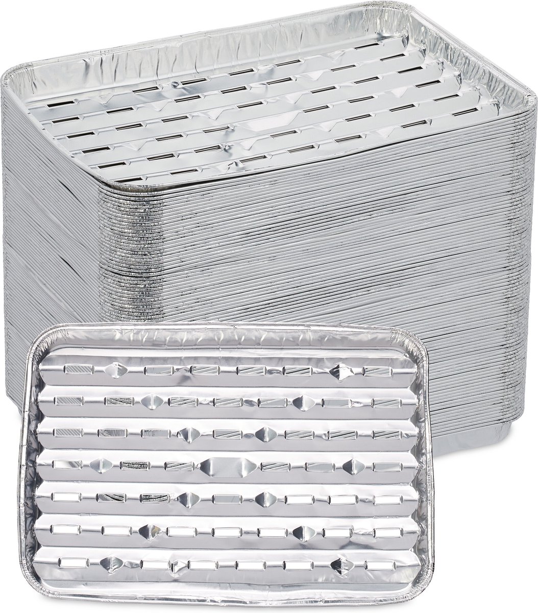 aluminium bakjes bbq - set van 100 - 34 x 22 cm - tot 260°C - lekbakjes