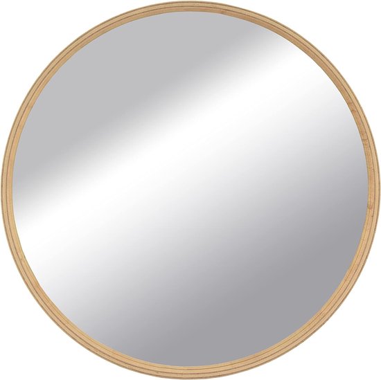 Ronde spiegel 70 cm. Boho, Scandinavische spiegel, natuurlijke houtkleur.