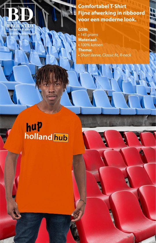 Bellatio Decorations T-shirt habillé pour homme - Go Holland - orange - Supporter de football d'Europe/Coupe du Monde XL