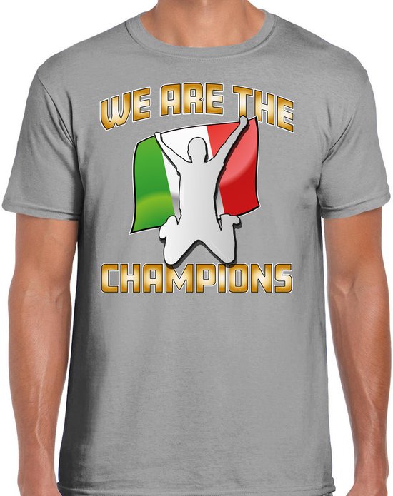 Bellatio Decorations Verkleed shirt voor heren - Italie - grijs - voetbal supporter - themafeest L