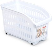 Plasticforte opberg Trolley Container - wit - op wieltjes - L30 x B15 x H18 cm - kunststof - opslag box/bak - 8 liter