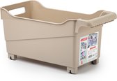 Plasticforte opberg Trolley Container - beige - op wieltjes - L38 x B18 x H18 cm - kunststof - opslag box/bak - 12 liter