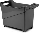 Plasticforte opberg Trolley Container - zwart - op wieltjes - L38 x B18 x H26 cm - kunststof - opslag box/bak - 17 liter