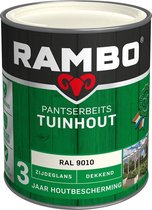 Rambo Lasure Blindée Bois de jardin Satiné Brillant Opaque RAL 9010 Blanc Pur - 0,75L -