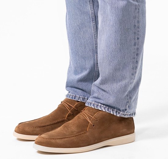 Manfield Heren Taupe suède veterboots Maat 46 bol