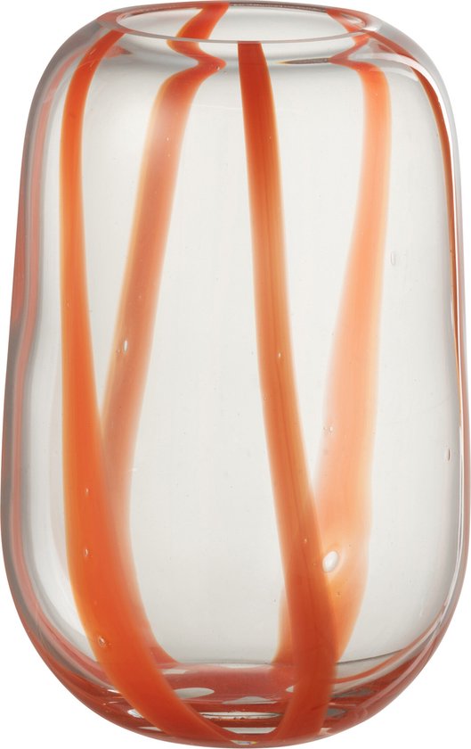 J-Line Vaas Pop Art Lijnen Glas Oranje Large