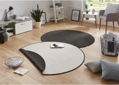 Flycarpets Rond Omkeerbaar Vloerkleed - Binnen & Buitenkleed Miami- Zwart - 140x140 cm