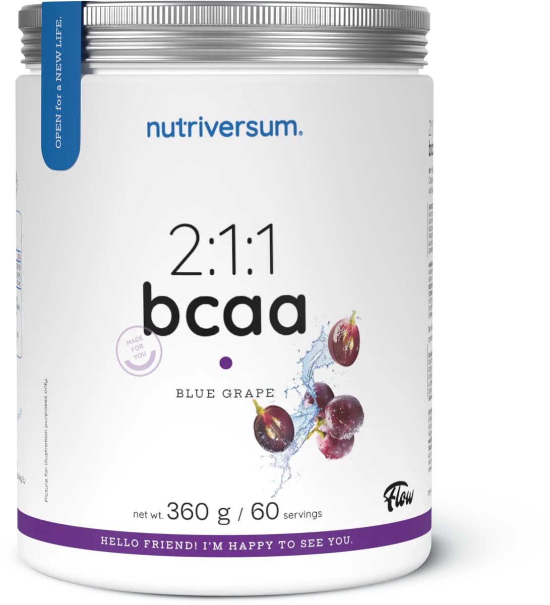 Goedkoopste Nutriversum | BCAA | 360 gram | Blue Grape | 60 Doseringen | 2 1 1 Formule | Suikervrij | Instant oplosbaar | Aminozuren | Tijdens trainen | Herstel | Spiergroei | Vitaliteit | Immuun systeem | Nutriworld