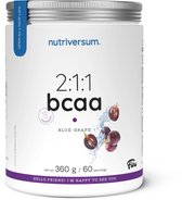 Nutriversum | BCAA | 360 gram | Blue Grape | 60 Doseringen | 2:1:1 Formule | Suikervrij | Instant oplosbaar | Aminozuren | Tijdens trainen | Herstel | Spiergroei | Vitaliteit | Immuun systeem | Nutriworld