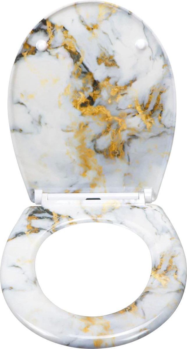 WENKO Wc-bril Faces - Premium Duroplast Toiletbril Met Softclose En Fix-Clip, Wit/Zwart 38x45 Cm