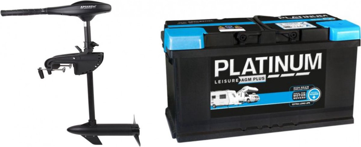Fluistermotor 66LBS + 100ah AGM accu