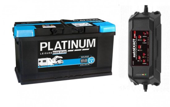 SP Platinum Agm 100ah accu + Acculader 10ah set