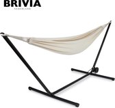 Brivia Hangmat Met Standaard - 100kg Draaggewicht - Eindeloos Loungen - Makkelijke Montage - Met Wielen - Creme - 290x100x100cm