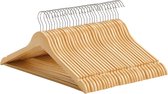 Kleerhangers van hout 30 stuks met groeven en antislip broekstang - 360 graden draaibare haak - naturel kledinghangers