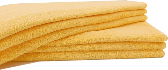 set van 6 handdoeken katoen, 50x100 cm, geel, 95°C wasbaar