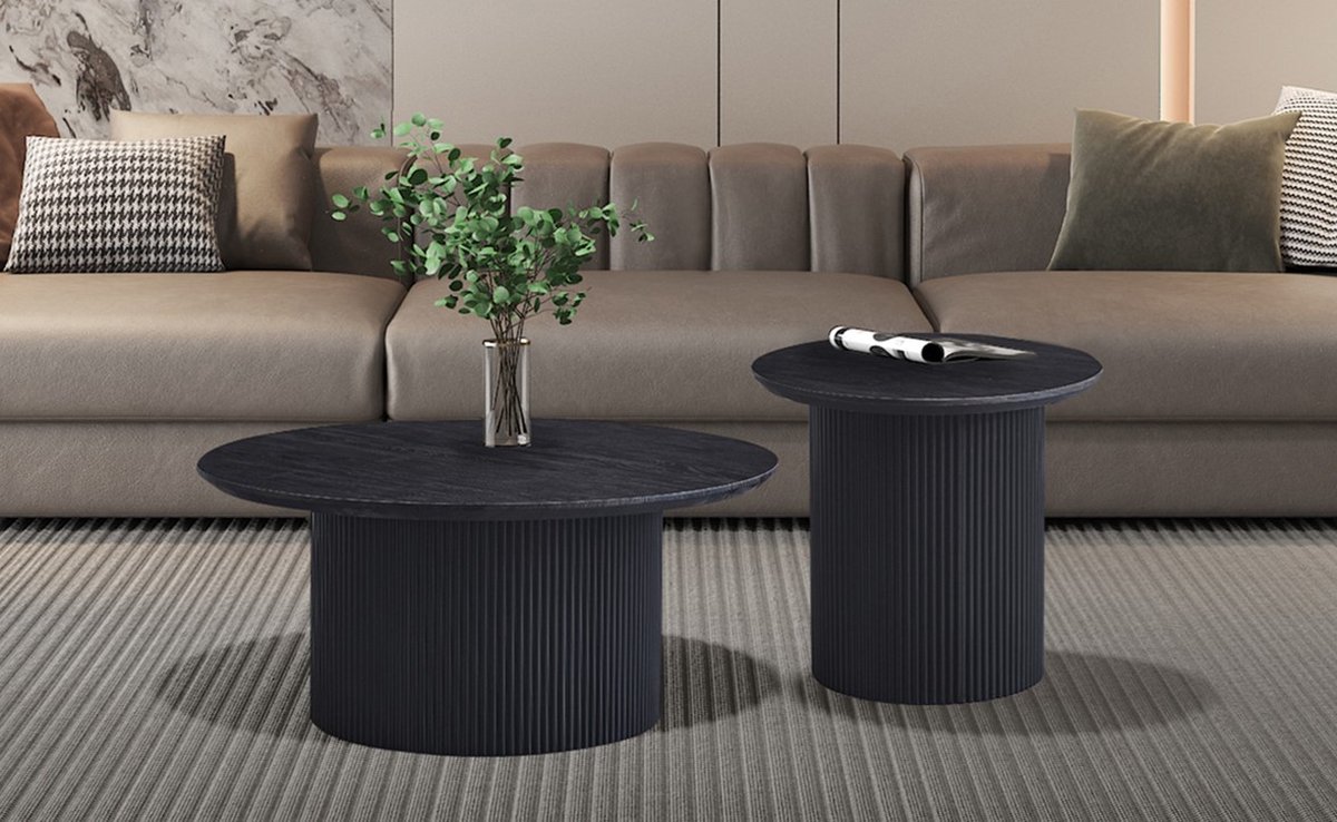 Interiax Salontafel 'Rayan' 50 cm Rond Decor Donkerbruin