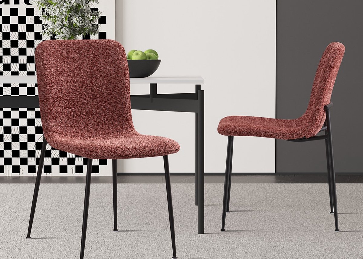 Interiax Eetkamerstoel Mona BouclÃ© Roze