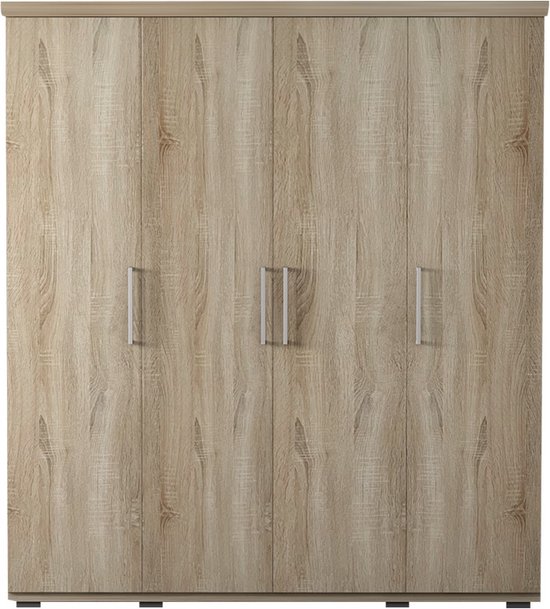 Interiax Kledingkast 'Mila' 4 deuren Sonoma (183x160x52cm)