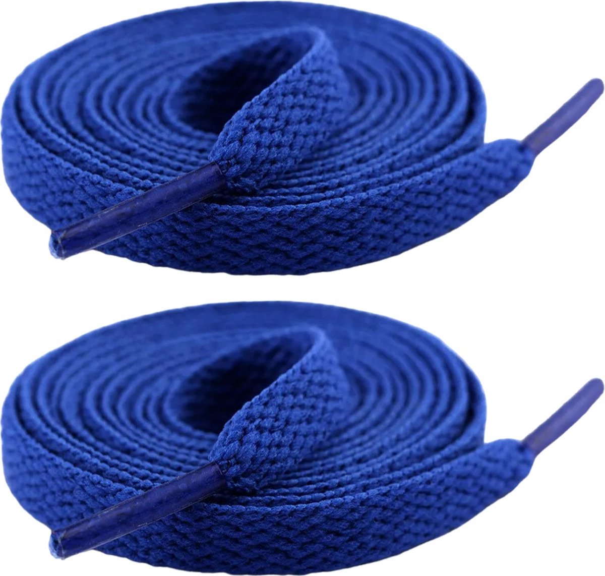Fako Fashion - Schoenveters - Veters - Plat - 8mm - 120cm - 1 Paar - 2 Stuks - Donkerblauw