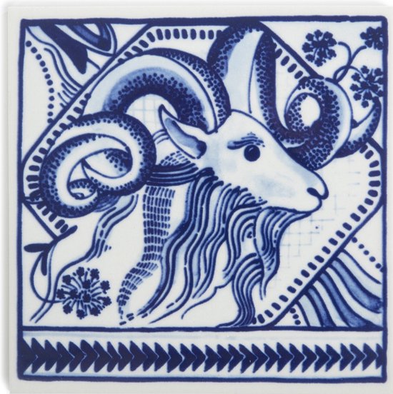 Moooi x Royal Delft tegel Extinct Animals - Pogo Goat