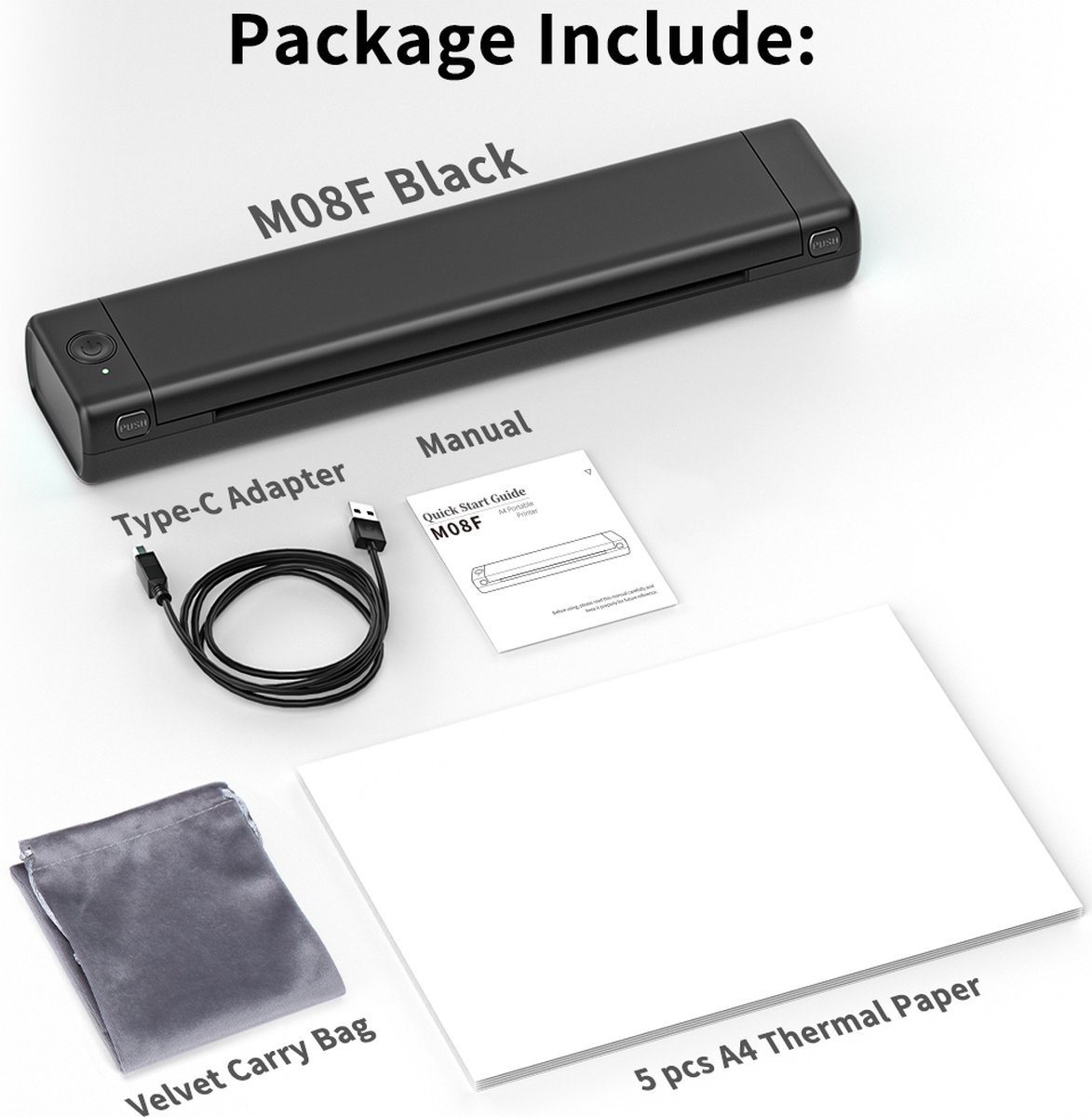 Phomemo - M08F - Portable Bluetooth Printer - A4 Formaat - Draadloos - Thermische Inktvrije Printer - Met App - Inclusief Beschermhoes — afbeelding 6