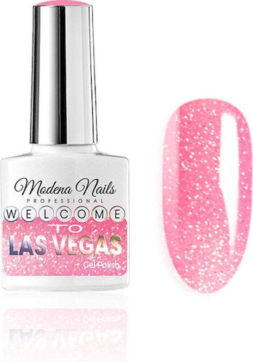 Modena Nails UV/LED Gellak Welcome To Las Vegas - LV1 - Glitter, Lichtroze - Glitters - Gel nagellak - Gel nagellak