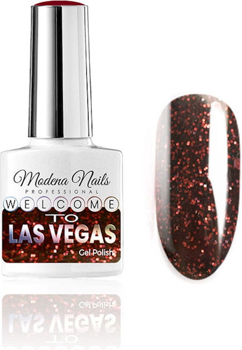 Modena Nails UV/LED Gellak Welcome To Las Vegas - LV7 - Bruin, Glitter - Glitters - Gel nagellak - Gel nagellak