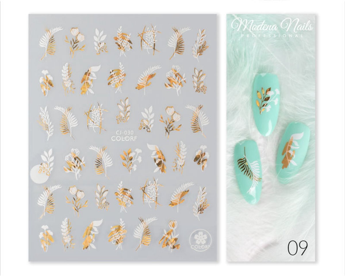 Modena Nails Nail Art Stickers Gold Glam #09
