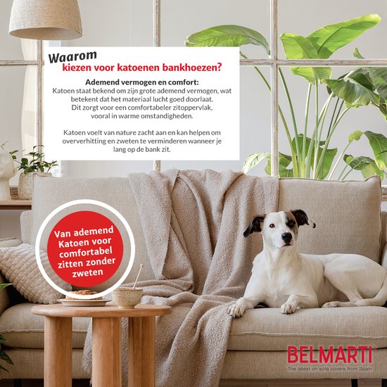 Belmarti® Stoelhoes Milos Ivoor (2 stuks) voor eetkamerstoelen 40-50cm - Extreme Stretch stoelhoezen - Antistatisch - Ademend Katoen
