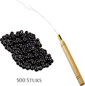 Thef - Set 500 Nanoringen - Nano Ring Loopnaald - Hairextensions- Haarverlenging - Haarstyling - Zwart