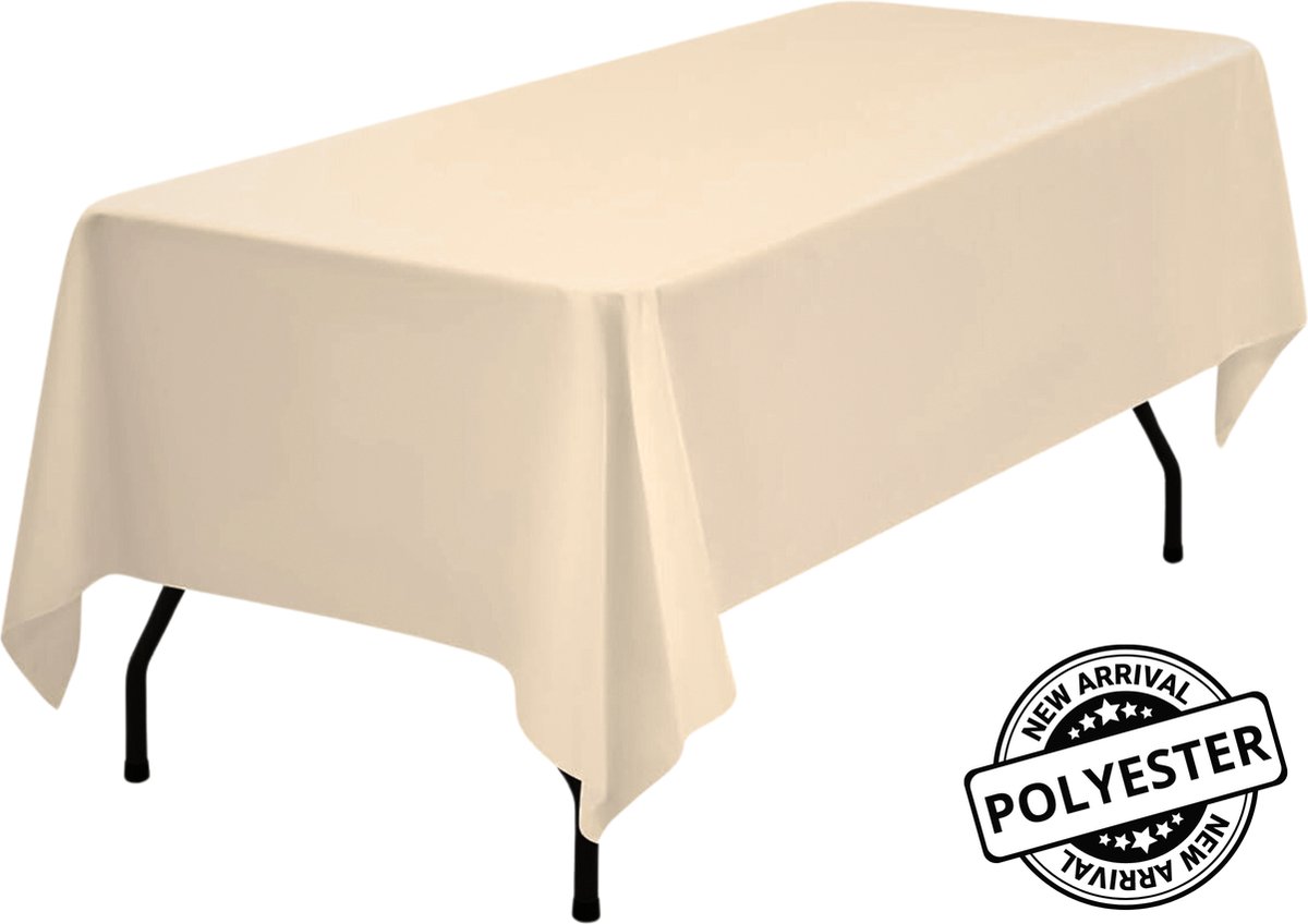 Pazzo Goods Luxe Tafelkleed – Tafellaken – Tafelkleden - Tafelkleed Binnen en Buiten - Tafelloper - Tafelkleed Feest - Tafelkleed buiten Rechthoekig – 274x137cm – Feest Decoratie - Beige – Polyester – Waterafstotend - Vlek & Kreukvrij