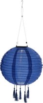 Blokker Lampion Solar voor Buiten - Rond - 30cm - Blauw