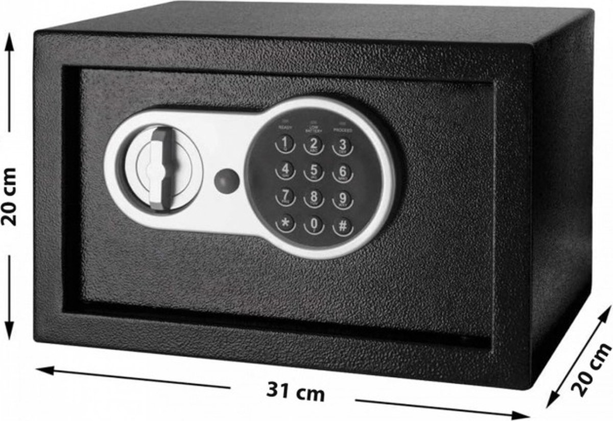 Herzberg Home & Living Herzberg Hg-03855: Double Bolt Elektronische Digitale Stalen Kluis - 20X31X20Cm