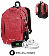 Rucksack for Laptop and Tablet with USB Output Subblim SUB-BP-1UL0002 Red